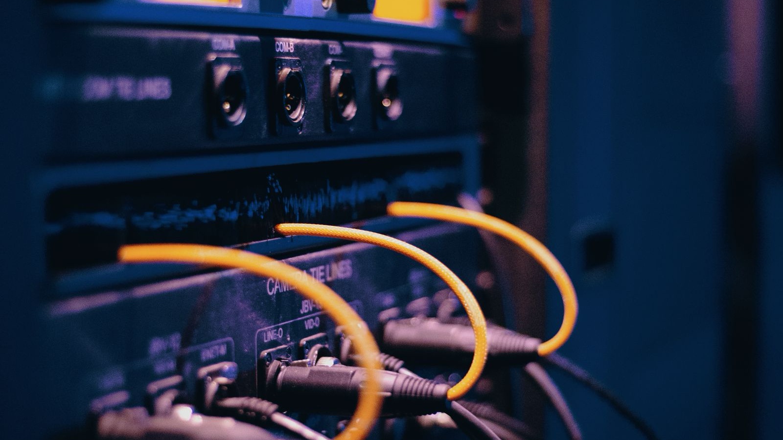 Ethernet cables connected to a server rack