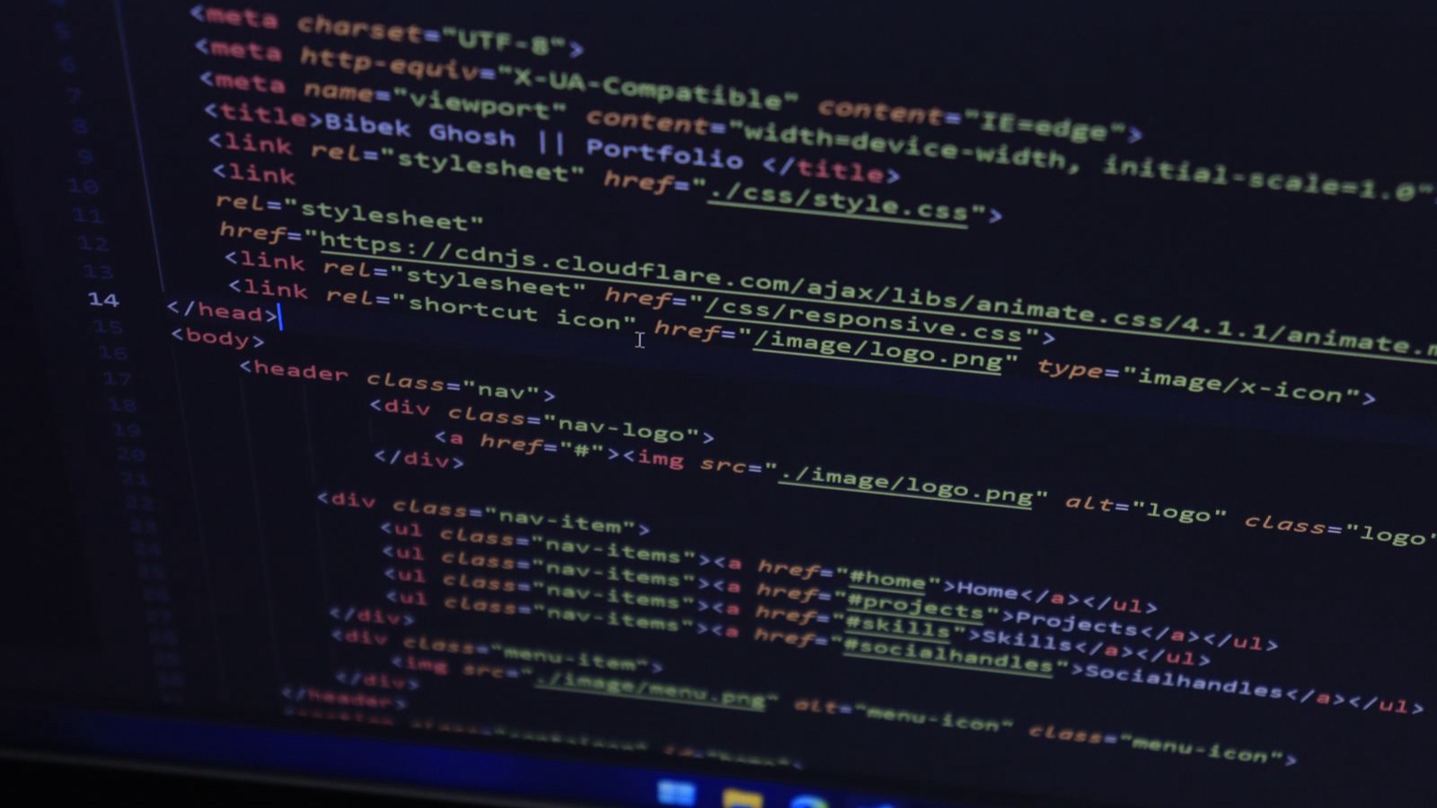 Website Security: Directory Listings and File Access Are Different High-resolution close-up of HTML code displayed on a computer screen, perfect for technology themes.